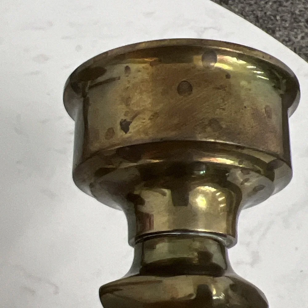 Vtg Solid Brass Candlestick Holders Pair Mantel Farmhouse Colonial Style Decor‎